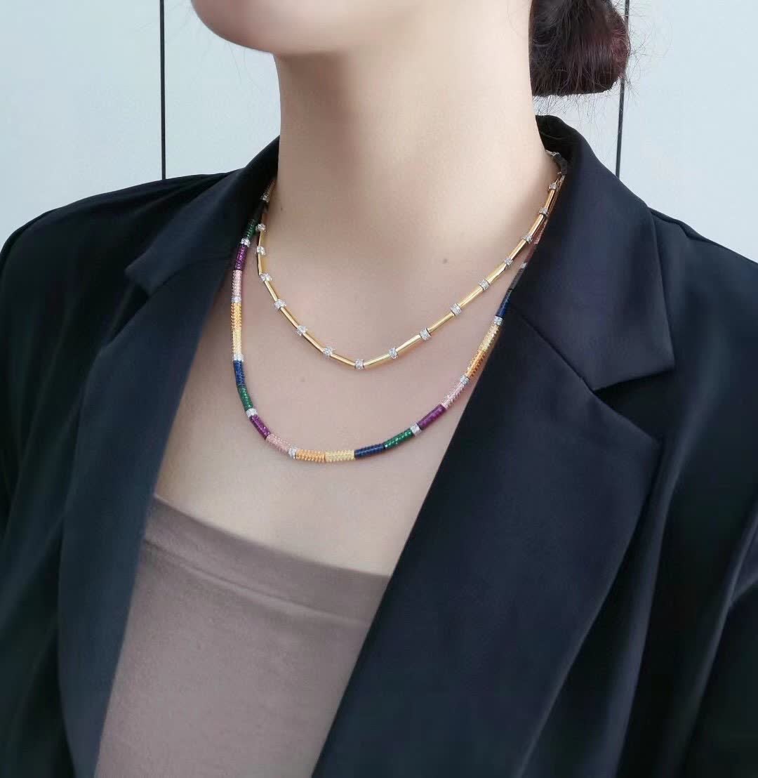 APM Monaco Yellow Gold and Diamond Necklace